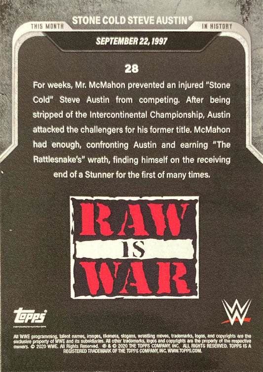 RAW IS War – September 22, 1997 Stone Cold Steve Austin Stuns MR. Mcmahon trading card PW Catalog