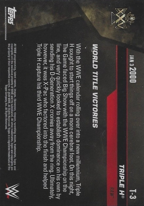 JAN 3 2000 – Triple H DEF. Big Show trading card PW Catalog