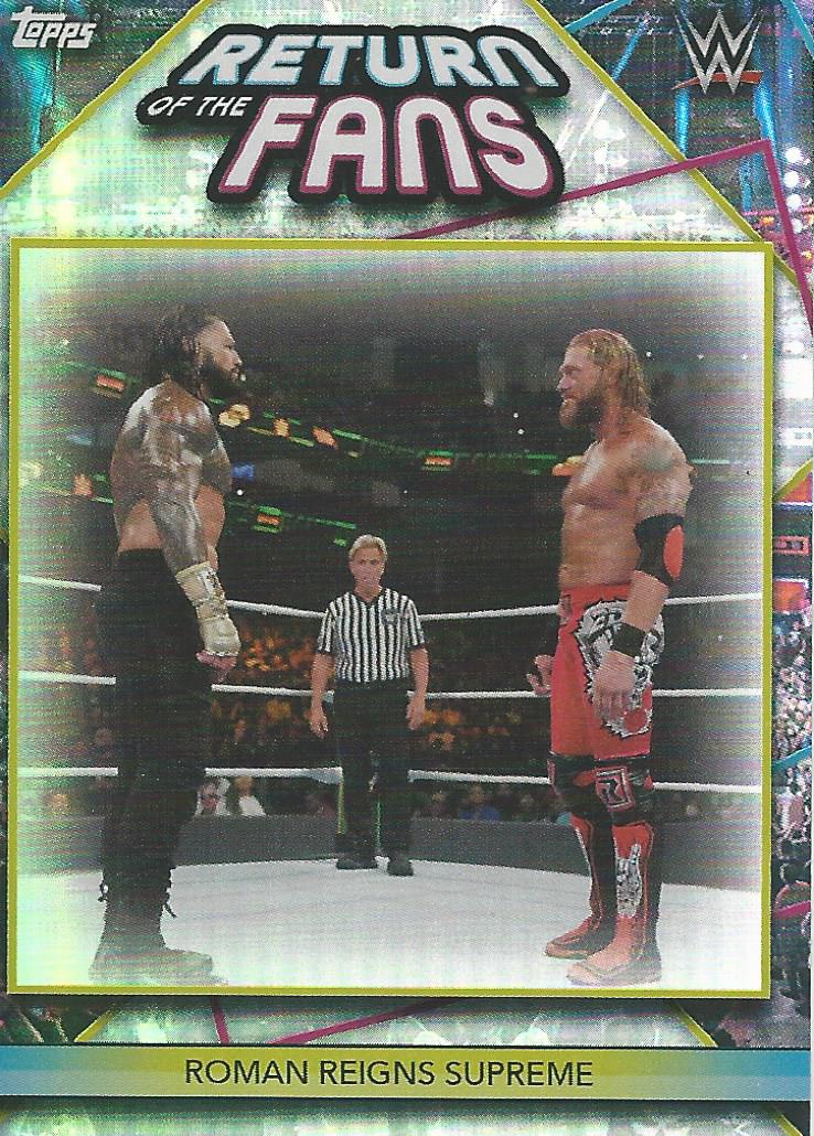 Topps WWE Superstars 2021 Roman Reigns vs Edge RF2 trading card PW Catalog