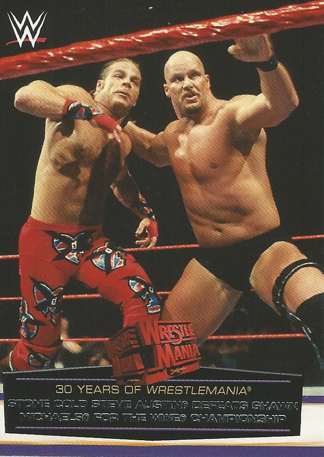 WWE Topps Road to Wrestlemania 2014 Stone Cold Steve Austin vs Shawn Michaels 28 of 60 trading card PW Catalog