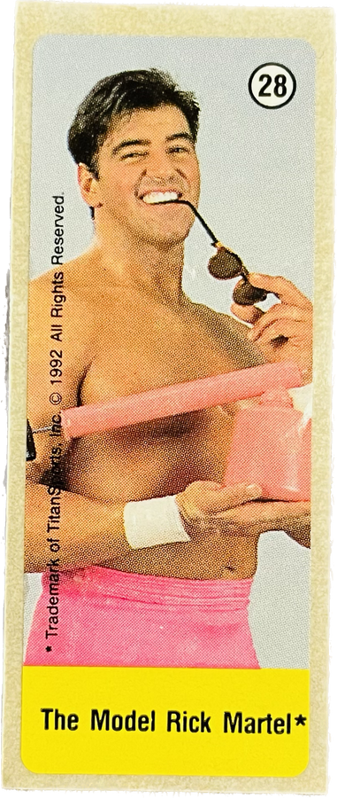 WWF Dunkin Bubble Gum Stickers (1992) No. 28 The Model Rick Martel PW Catalog