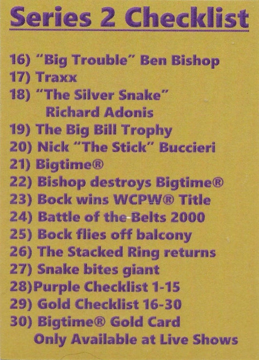 Series 2 Gold Checklist 16-30 trading card PW Catalog