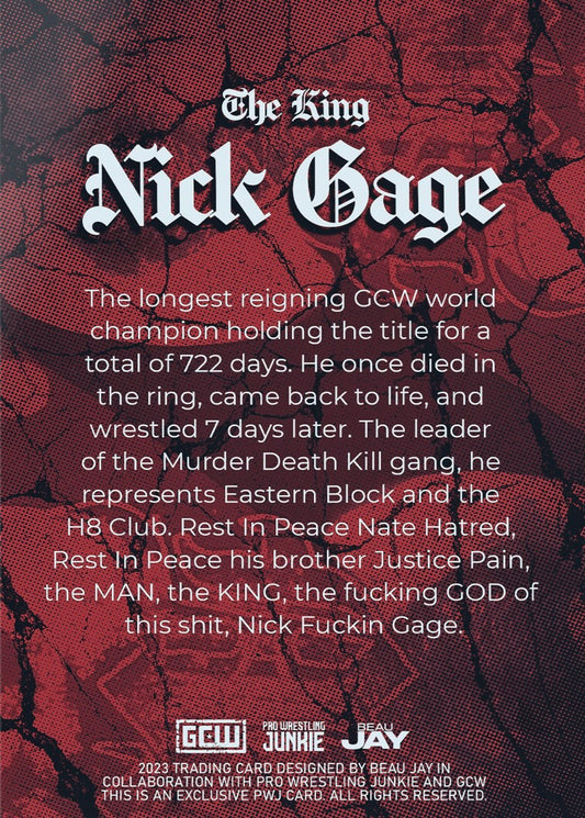 The King Nick Gage trading card PW Catalog