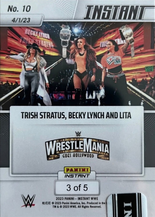 Trish Stratus, Becky Lynch and Lita – Trish Stratus, Becky Lynch and Lita Defeat Damage Ctrl trading card PW Catalog