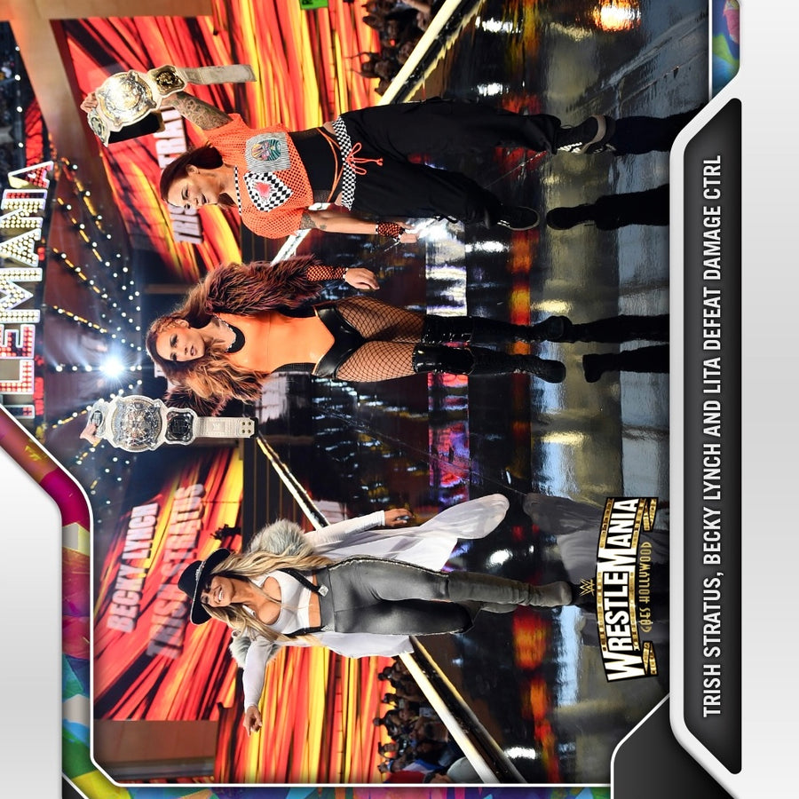Trish Stratus, Becky Lynch and Lita – Trish Stratus, Becky Lynch and Lita Defeat Damage Ctrl trading card PW Catalog