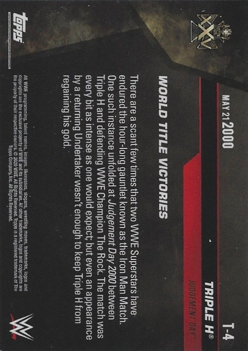 MAY 21 2000 – Triple H DEF. the Rock in a 60-Minute Iron Man Match trading card PW Catalog