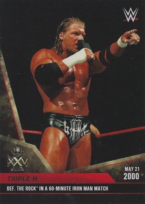 MAY 21 2000 – Triple H DEF. the Rock in a 60-Minute Iron Man Match trading card PW Catalog