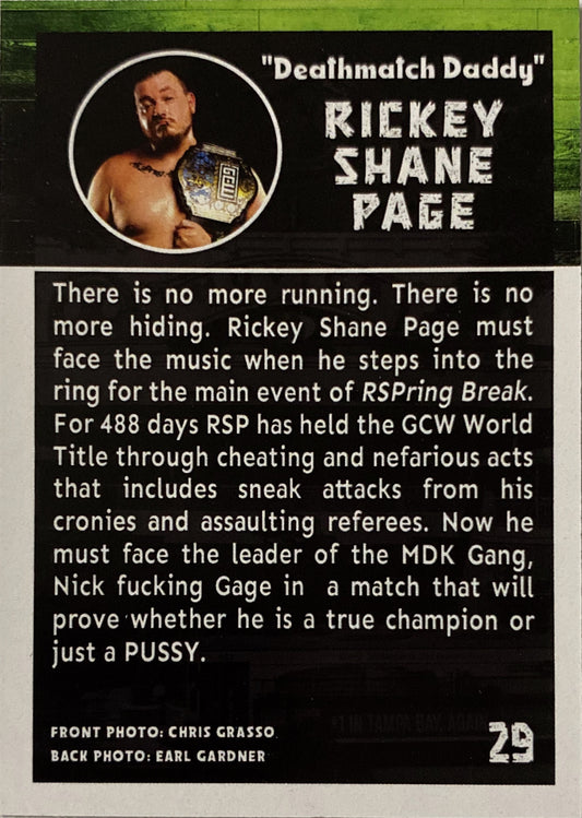 “Deathmatch Daddy” Rickey Shane Page trading card PW Catalog