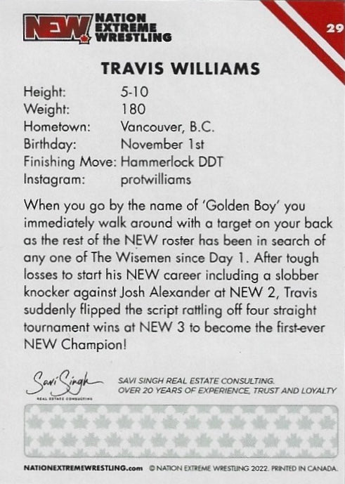 Travis Williams trading card PW Catalog