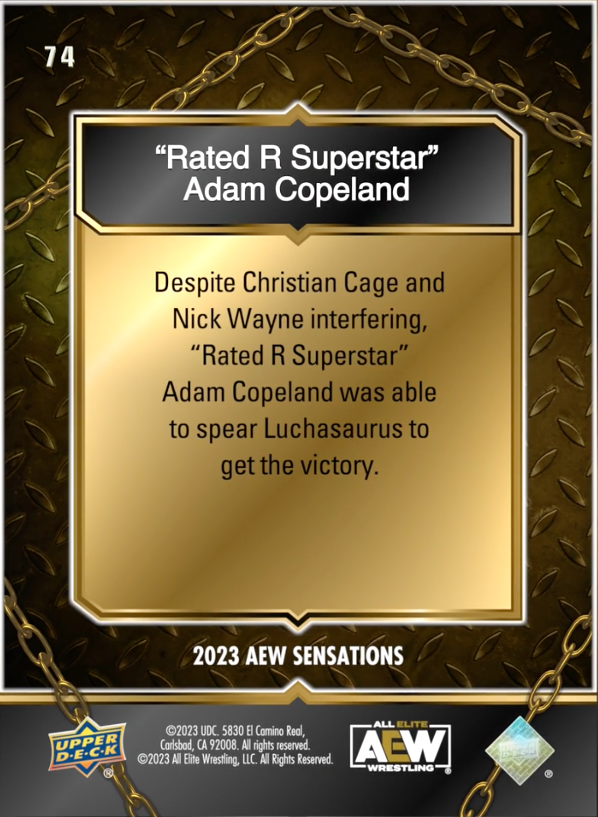 10/10/23 – “Rated R Superstar” Adam Copeland – “Rated R Superstar” Adam Copeland Defeats Luchasaurus