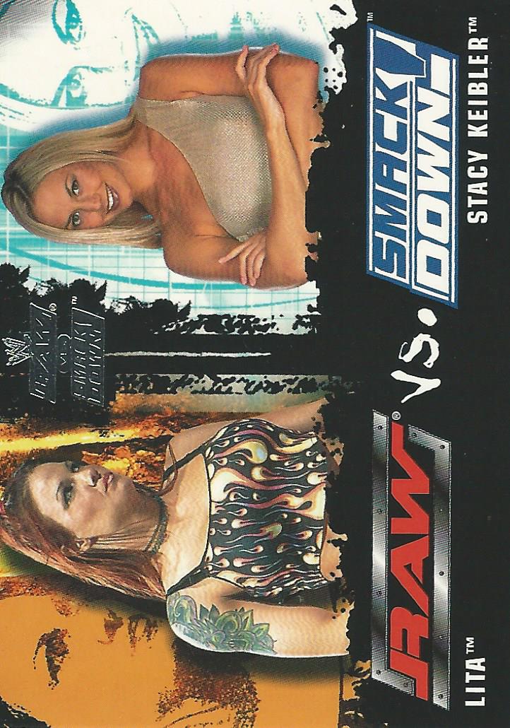 WWE Fleer Raw vs Smackdown 2002 Lita vs Stacy Keibler #83