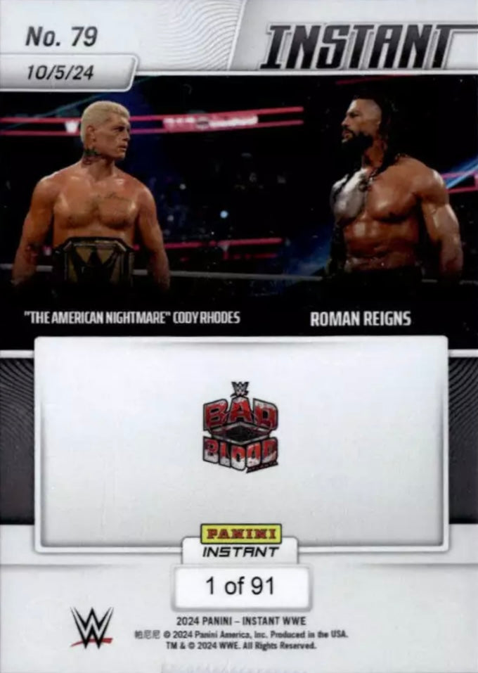 “The American Nightmare” Cody Rhodes / Roman Reigns – “the American Nightmare” Cody Rhodes and Roman Reigns Beat the Bloodline trading card PW Catalog