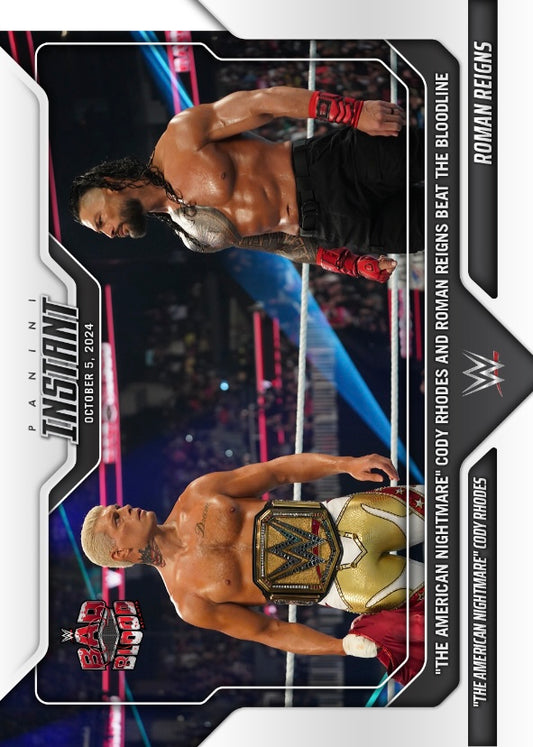 “The American Nightmare” Cody Rhodes / Roman Reigns – “the American Nightmare” Cody Rhodes and Roman Reigns Beat the Bloodline trading card PW Catalog