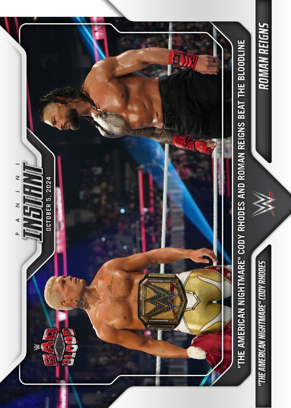 “The American Nightmare” Cody Rhodes / Roman Reigns – “the American Nightmare” Cody Rhodes and Roman Reigns Beat the Bloodline trading card PW Catalog
