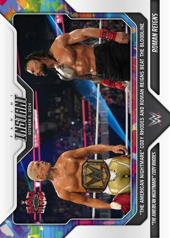 “The American Nightmare” Cody Rhodes / Roman Reigns – “the American Nightmare” Cody Rhodes and Roman Reigns Beat the Bloodline trading card PW Catalog