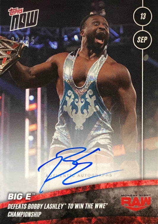 Big E Defeats Bobby Lashley to Win the WWE Championship trading card PW Catalog