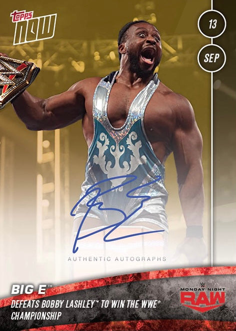 Big E Defeats Bobby Lashley to Win the WWE Championship trading card PW Catalog