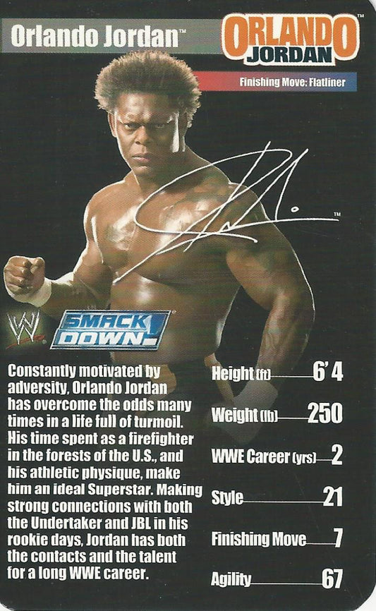 WWE Top Trumps Superstars 1 2005 Orlando Jordan trading card PW Catalog
