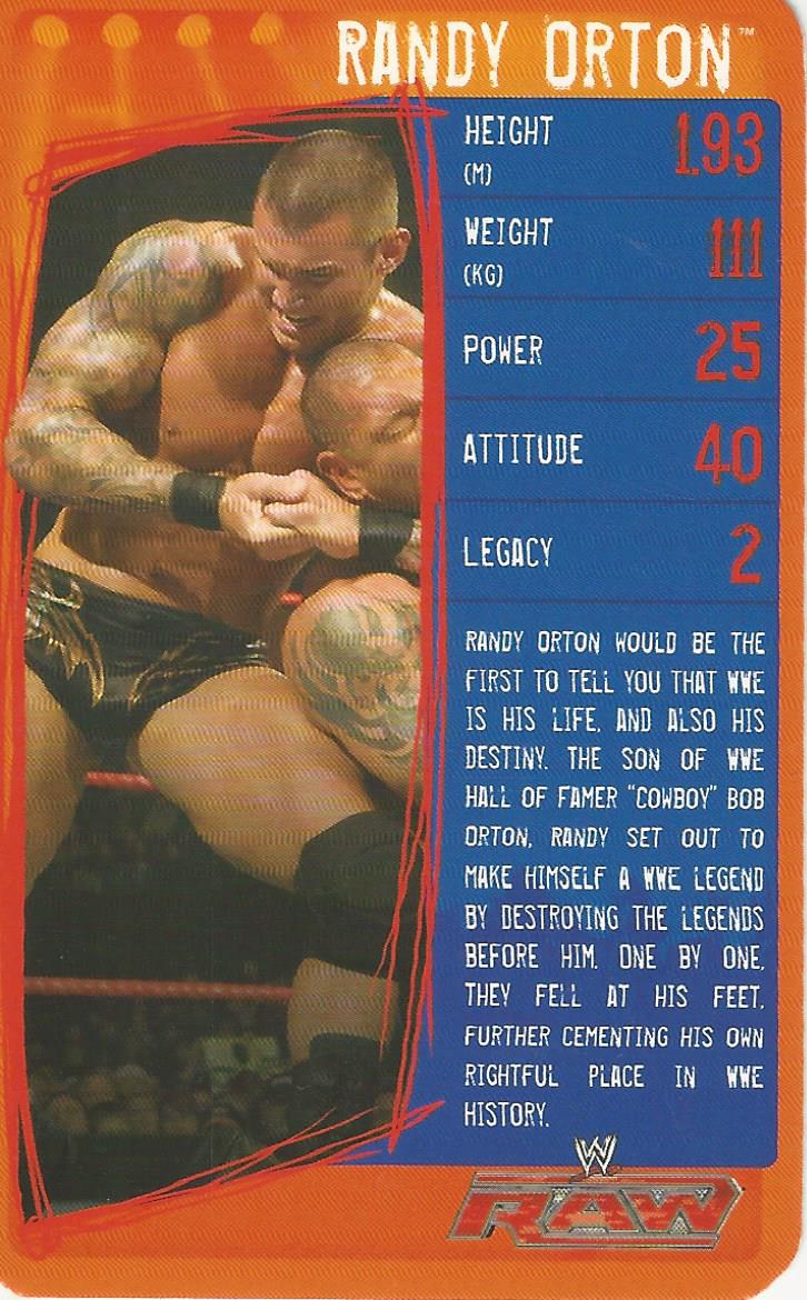 WWE Top Trumps Specials 2009 Randy Orton trading card PW Catalog
