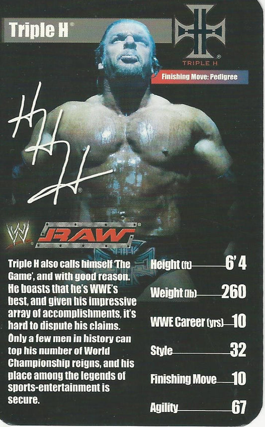 WWE Top Trumps Superstars 1 2005 Triple H trading card PW Catalog