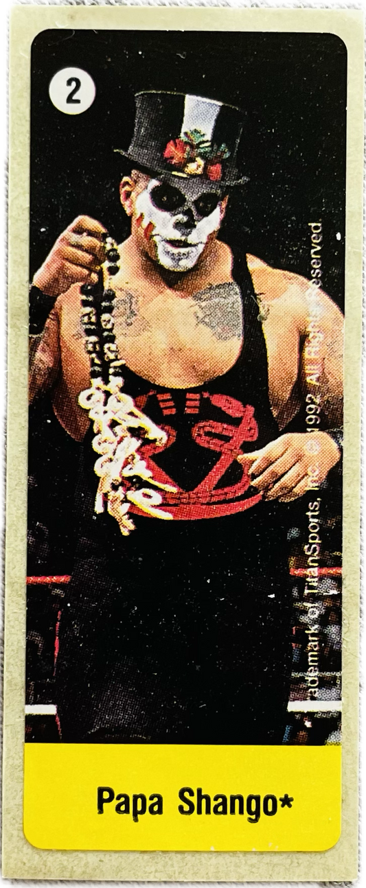WWF Dunkin Bubble Gum Stickers (1992) No. 2 Papa Shango PW Catalog