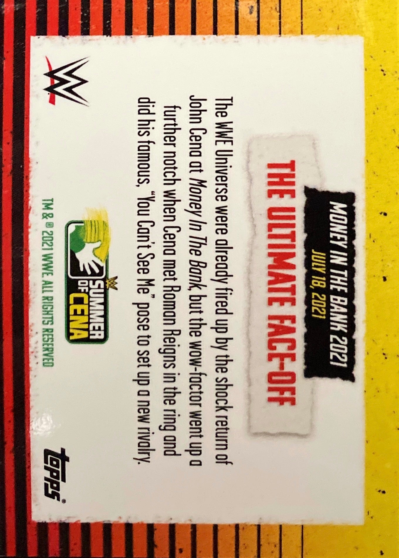 Money in the Bank 2021 – the Ultimate Face-Off trading card PW Catalog