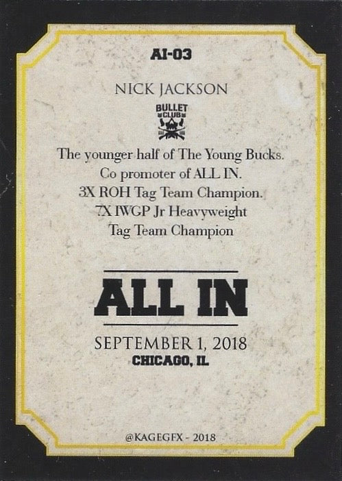 Nick Jackson “the Young Bucks” trading card PW Catalog