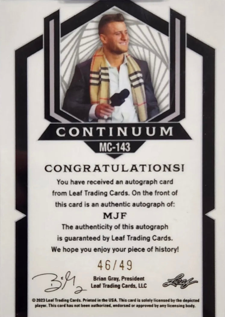 MJF trading card PW Catalog