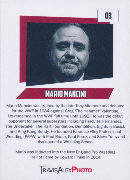 Mario Mancini trading card PW Catalog