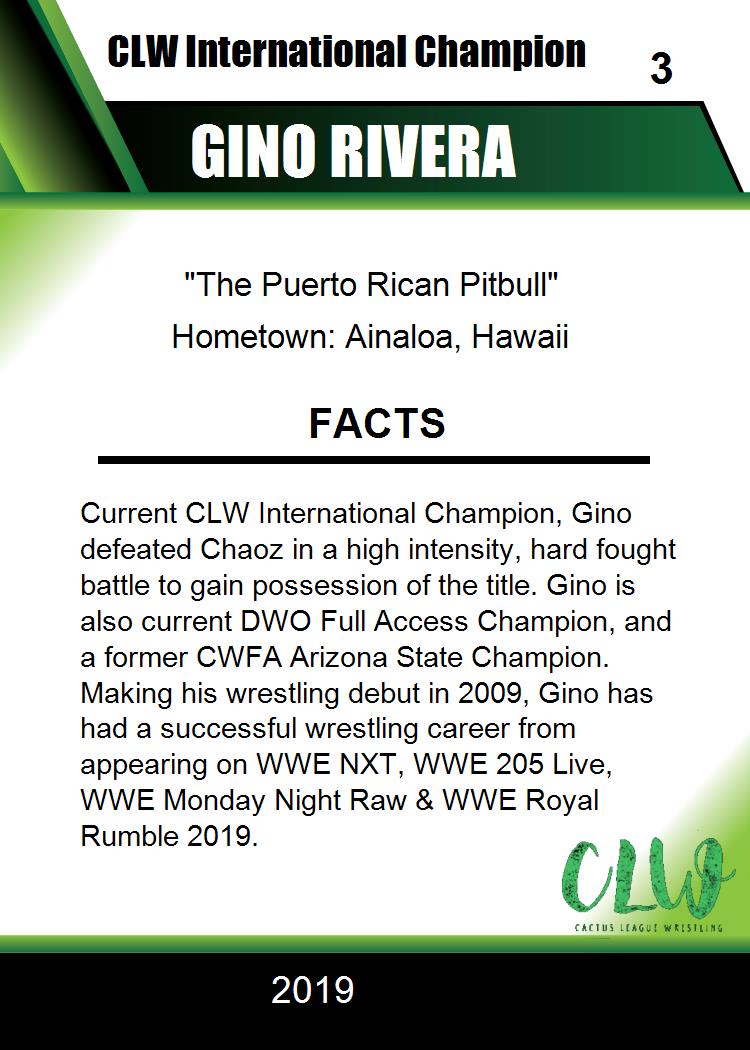 Gino Rivera trading card PW Catalog