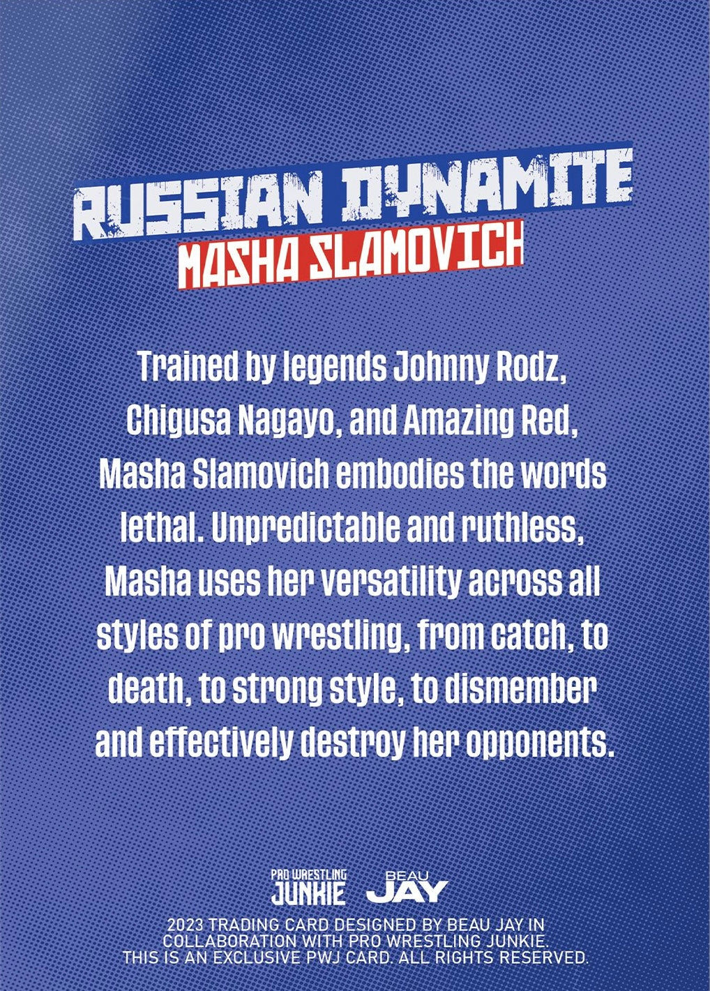 Russian Dynamite Masha Slamovich trading card PW Catalog