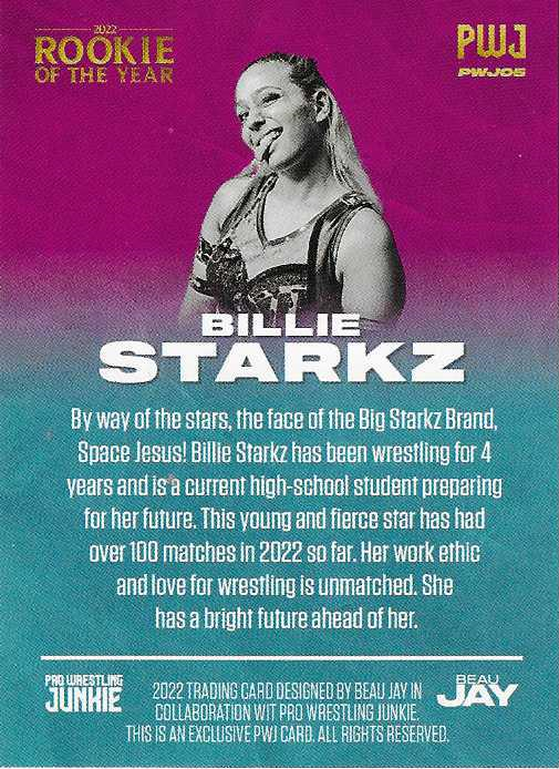 2022 Rookie of the Year – Billie Starkz trading card PW Catalog