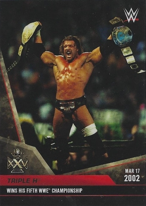 MAR 17 2002 – Triple H Wins HIS Fifth WWE Championship trading card PW Catalog