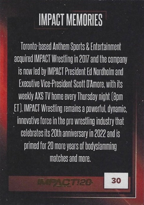 Impact Memories trading card PW Catalog