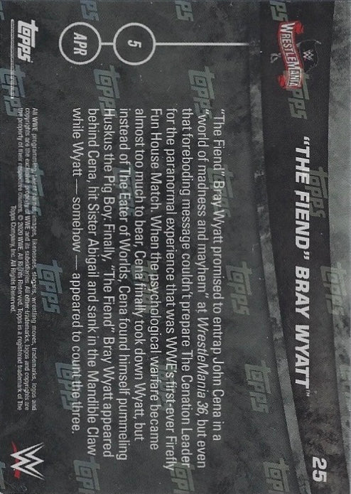 “The Fiend” Bray Wyatt DEF. John Cena in a Firefly FUN House Match trading card PW Catalog