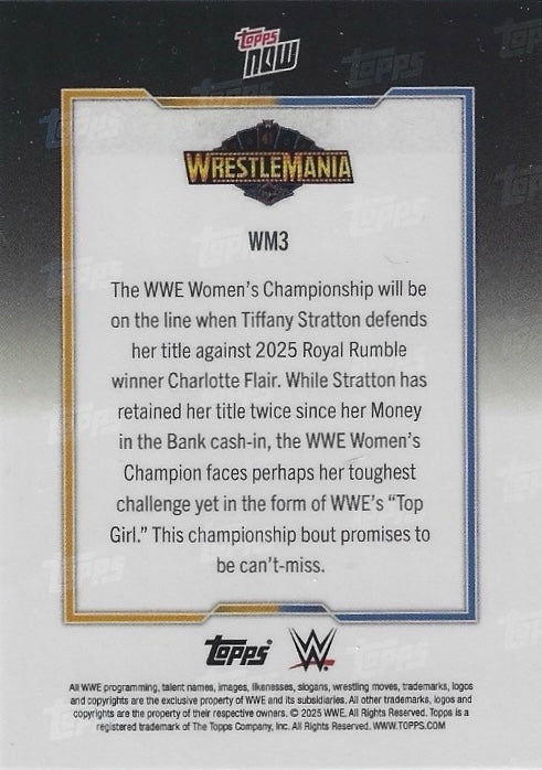 WWE Women’s Championship Match: Tiffany Stratton vs Charlotte Flair trading card PW Catalog