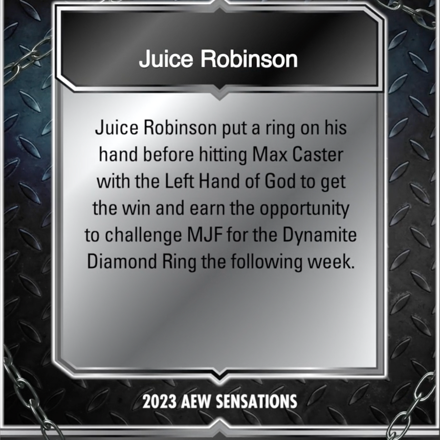 10/18/23 – Juice Robinson – Juice Robinson Wins Dynamite Dozen Battle Royal trading card PW Catalog