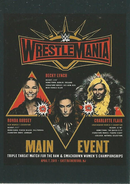 WWE Panini 2022 Sticker Collection Becky Lynch vs Ronda Rousey vs Charlotte Flair #302