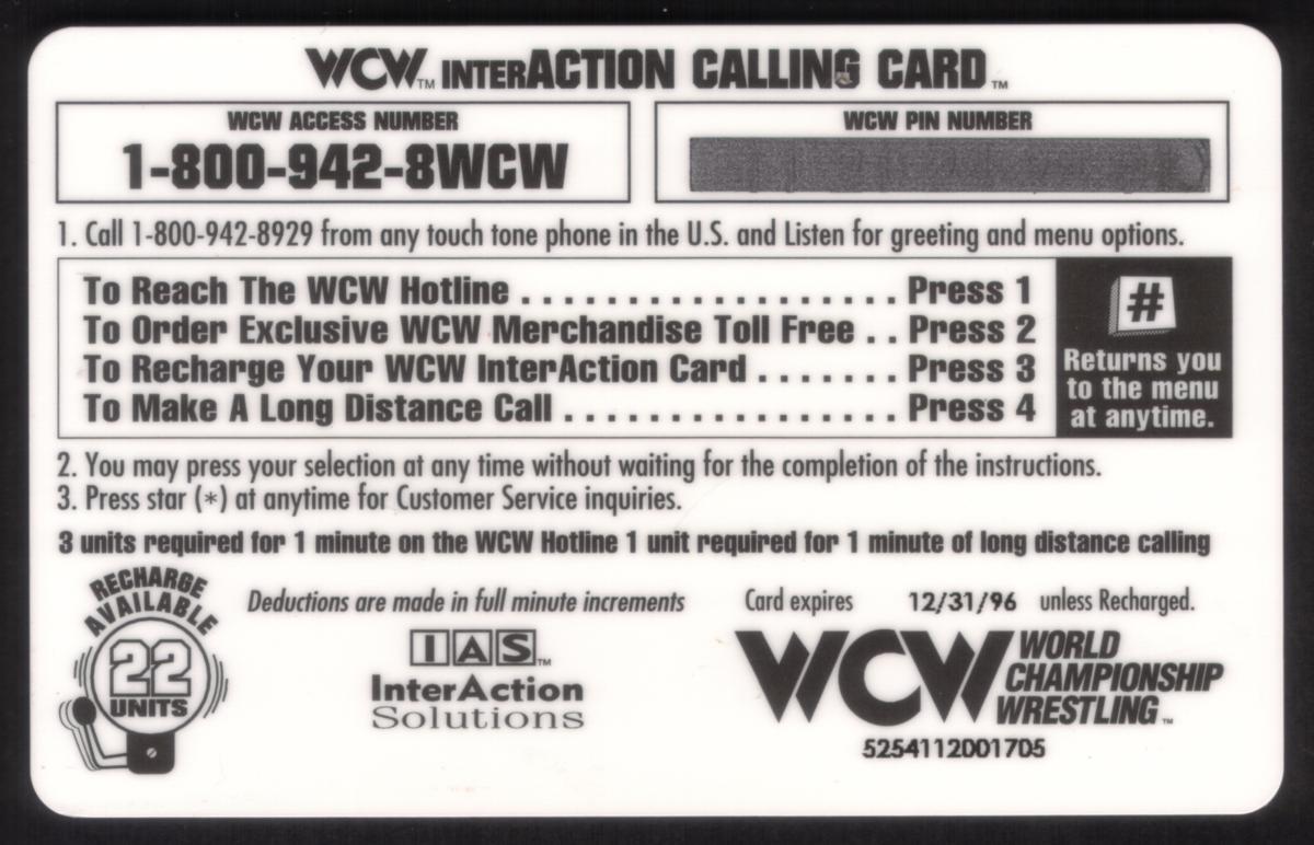 WCW Sting Phone Card 1995