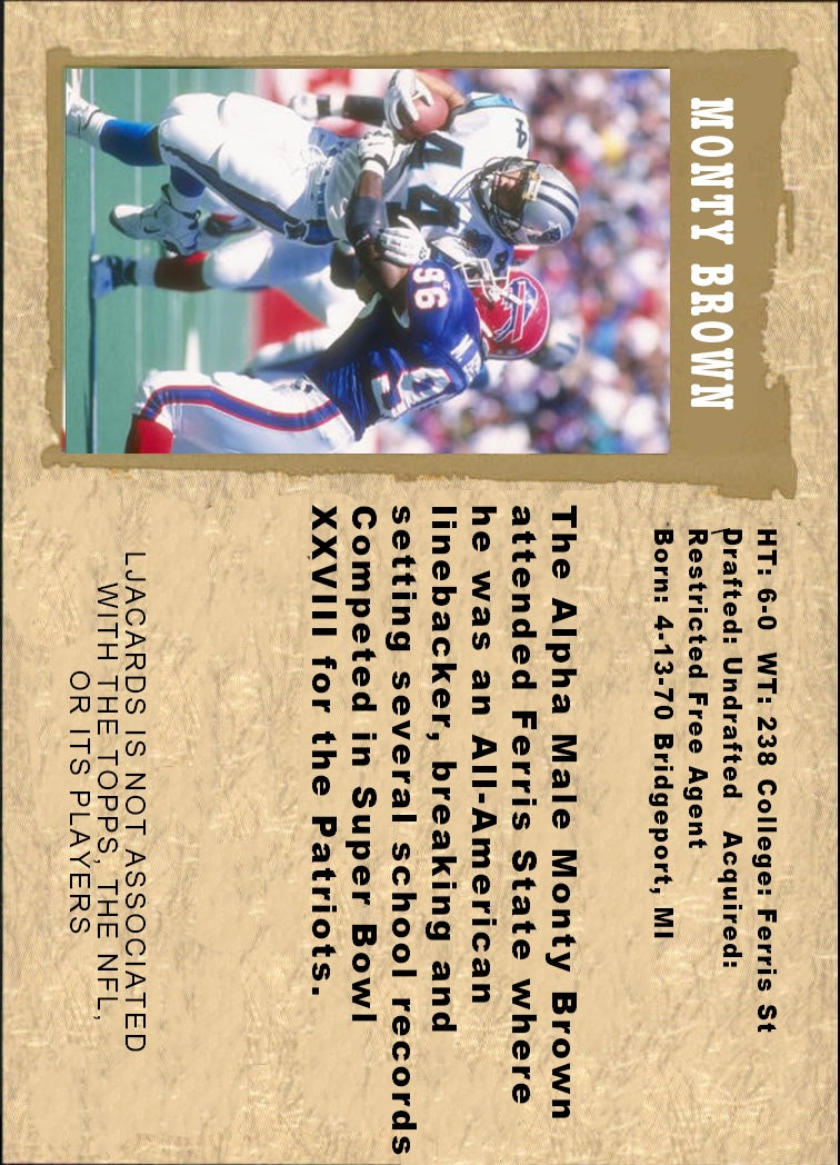 Monty Brown – Buffalo Bills trading card PW Catalog