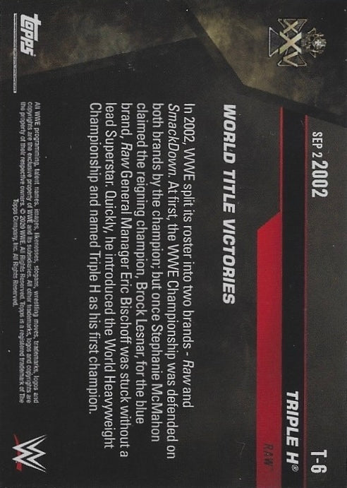 SEP 2 2002 – Triple H IS Awarded the World Heavyweight Championship trading card PW Catalog