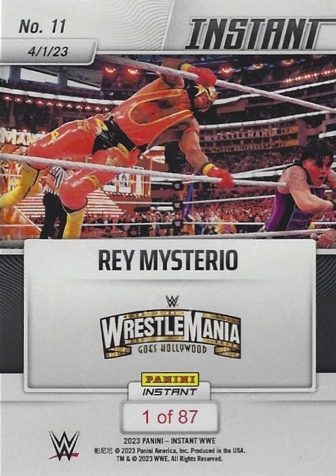 REY Mysterio – Father Defeats Son at Wrestlemania trading card PW Catalog