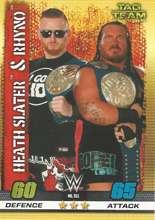 WWE Topps Slam Attax 10th Edition 2017 Heath Slater and Rhyno #311