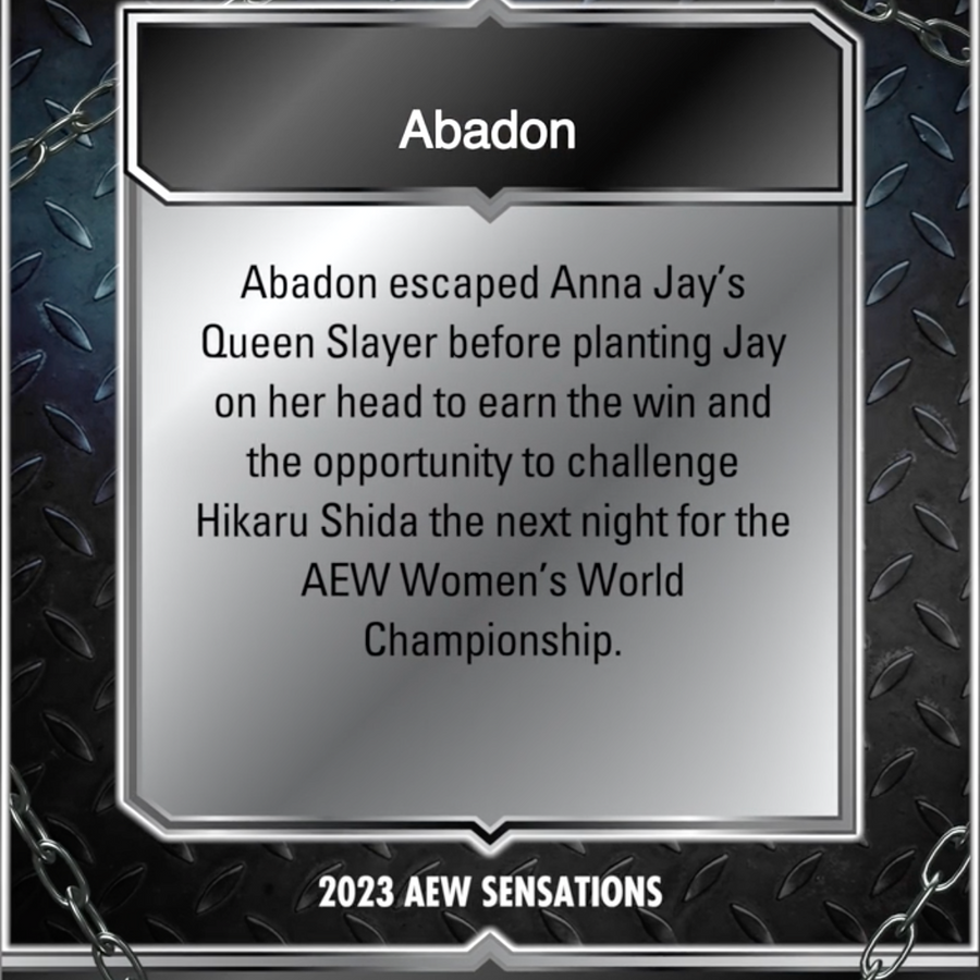 10/27/23 – Abadon – Abadon Earns Shot at AEW Women’s World Championship trading card PW Catalog