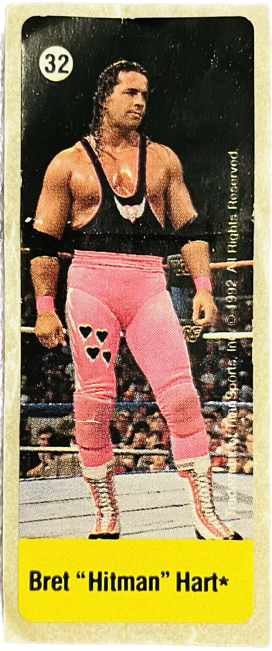 WWF Dunkin Bubble Gum Stickers (1992) #32 Bret Hart