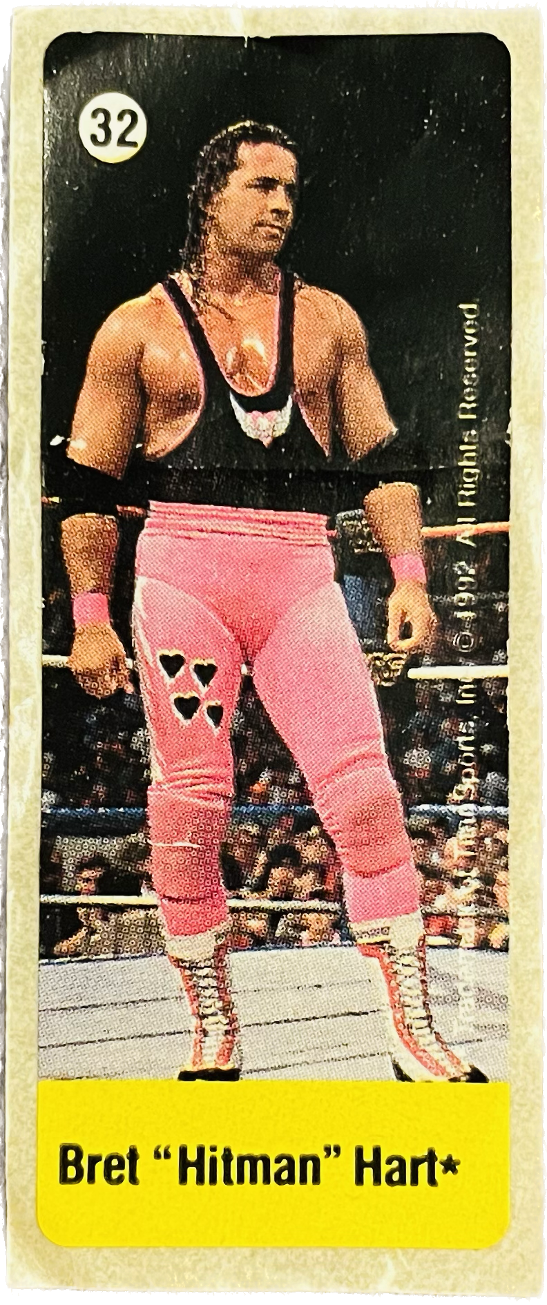 WWF Dunkin Bubble Gum Stickers (1992) No. 32 Bret Hart PW Catalog