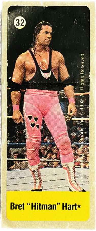 WWF Dunkin Bubble Gum Stickers (1992) No. 32 Bret Hart PW Catalog