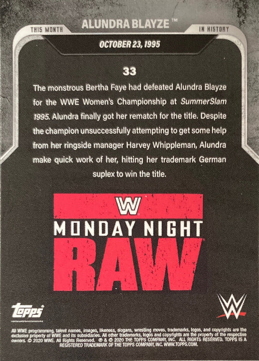Monday Night RAW – October 23, 1995 Alundra Blayze Wins the WWE Women’s Championship