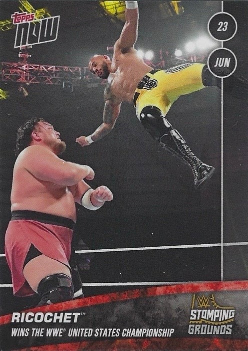 Ricochet Wins the WWE United States Championship trading card PW Catalog