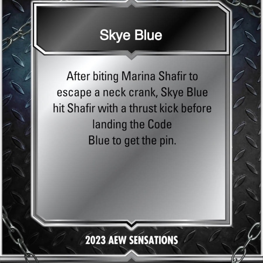 11/3/23 – Skye Blue – Skye Blue Defeats Marina Shafir trading card PW Catalog